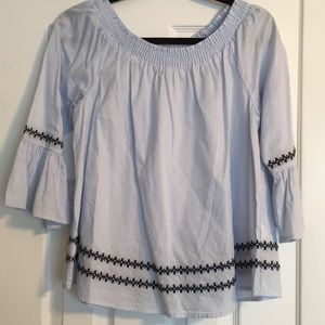 light blue bell sleeve blouse
